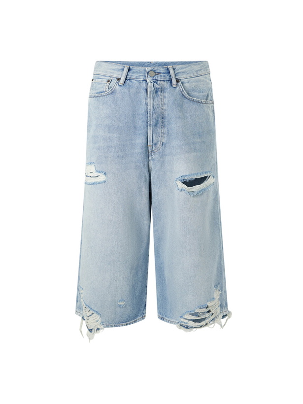 Photo: Acne Studios - Wide-Leg Distressed Denim Shorts - Blue