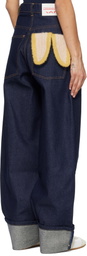 Charles Jeffrey LOVERBOY Navy Loose Fit Knitted Pocket Waisted Jeans