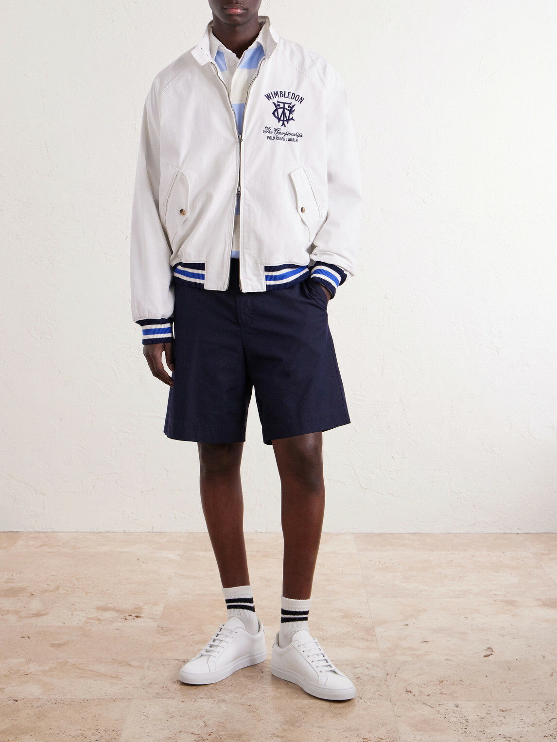 Polo Ralph Lauren - Wimbledon Logo-Embroidered Striped Cotton Blouson Jacket - White