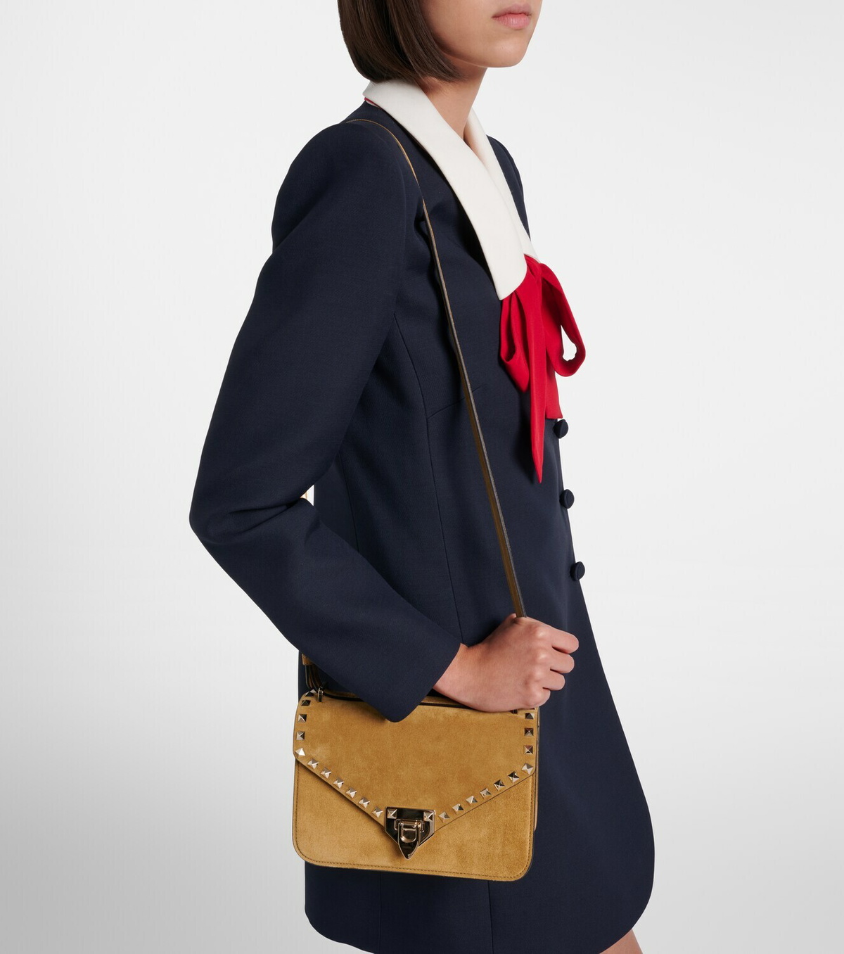 Valentino Garavani Rockstud Small suede shoulder bag