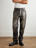424 - Slim-Fit Straight-Leg Leather Trousers - Black
