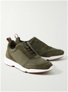 Loro Piana - Modular Leather-Trimmed Suede and Twill Sneakers - Green
