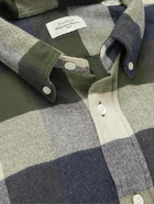 Hartford - Pitt Button-Down Collar Checked Cotton-Flannel Shirt - Green