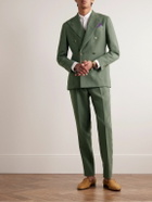 Thom Sweeney - Unstructured Double-Breasted Linen Suit Jacket - Green