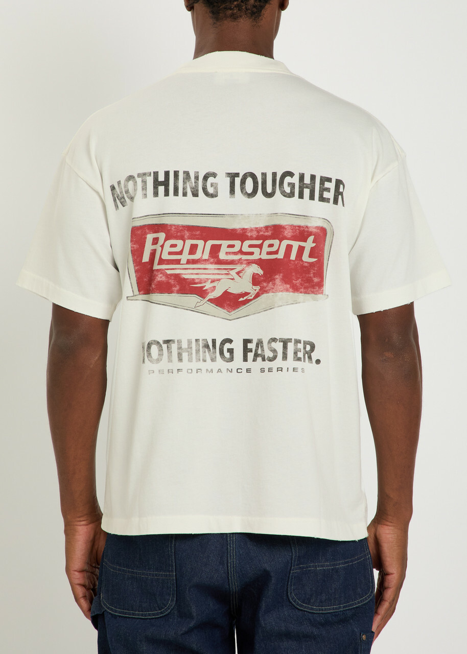 Represent Nothing Faster Printed Cotton T-shirt White