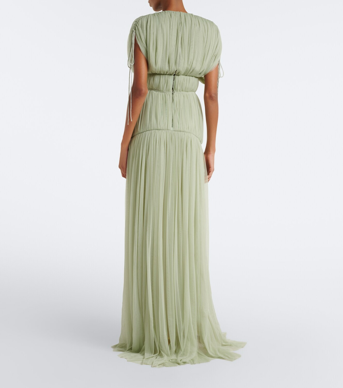 De La Vali Nymera pleated tulle corset gown