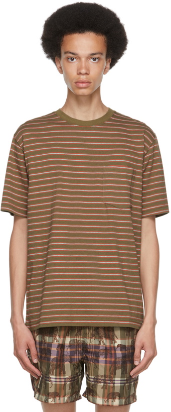 Photo: BEAMS PLUS Khaki Striped Nep Border T-Shirt