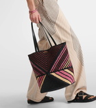 Loewe Paula's Ibiza Puzzle Fold Medium striped raffia tote bag