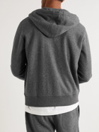 Kingsman - Logo-Embroidered Brushed Cashmere Zip-Up Hoodie - Gray