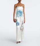 Là Fuori Floral sequined sik satin gown