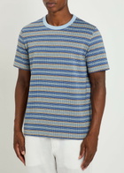 PS Paul Smith Striped Cotton-blend T-shirt Light Blue
