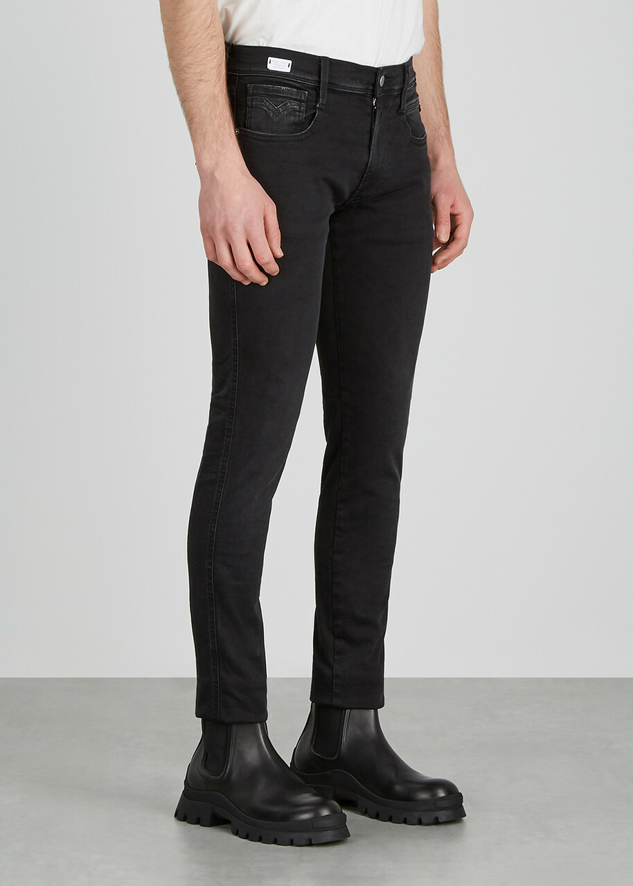 Replay Anbass Hyperflex Clouds Slim-leg Jeans Black