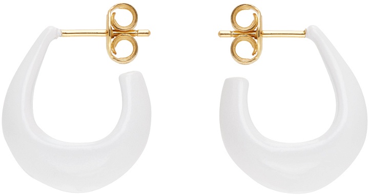 Photo: LEMAIRE White & Gold Curved Mini Drop Earrings