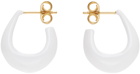 LEMAIRE White & Gold Curved Mini Drop Earrings