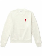 AMI PARIS - Logo-Embroidered Stretch-Cotton Jersey Sweatshirt - White