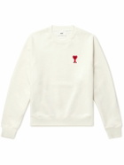 AMI PARIS - Logo-Embroidered Stretch-Cotton Jersey Sweatshirt - White