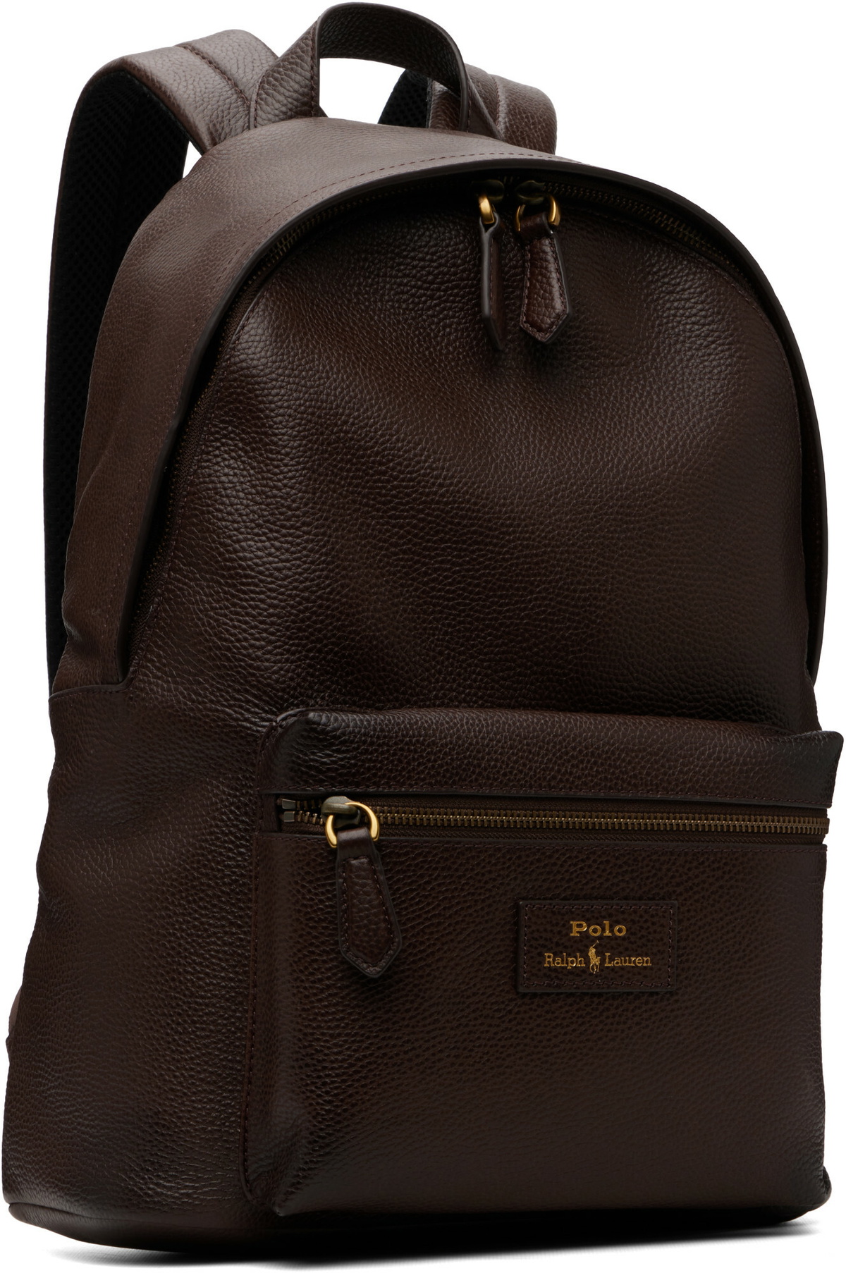 Polo Ralph Lauren Brown Pebbled Leather Backpack