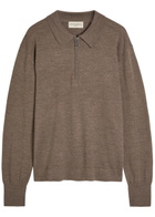 Officine Générale Merino Wool Polo Jumper Light Brown