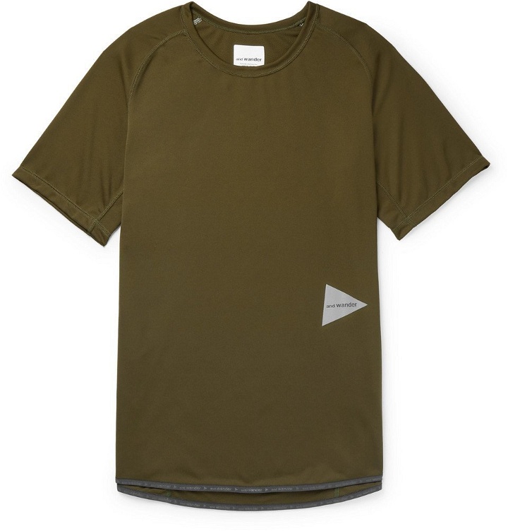 Photo: And Wander - Logo-Print Jersey T-Shirt - Army green