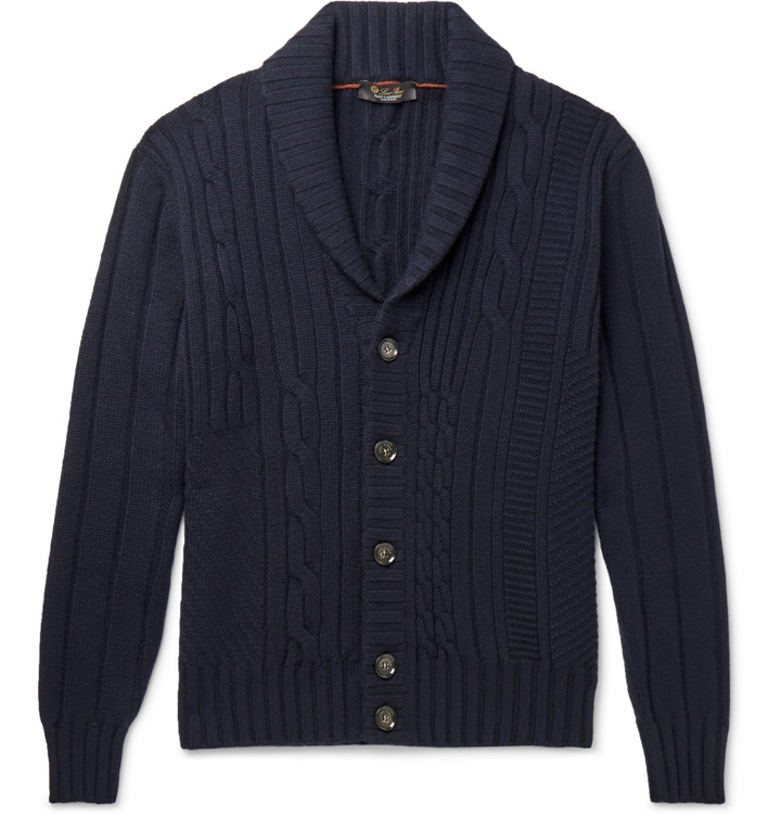 Photo: Loro Piana - Cable-Knit Baby Cashmere Cardigan - Blue