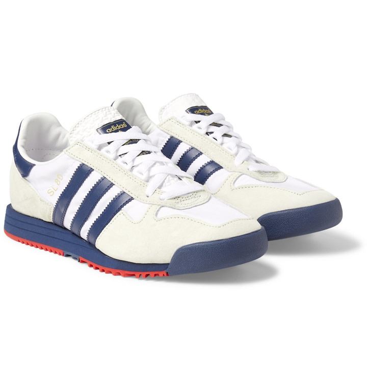 Photo: adidas Originals - SL 80 Leather-Trimmed Faux Suede and Shell Sneakers - White