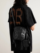Balenciaga - Le Cagole Cracked-Leather Messenger Bag