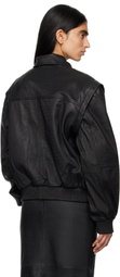 REMAIN Birger Christensen Black Leather Bomber Jacket