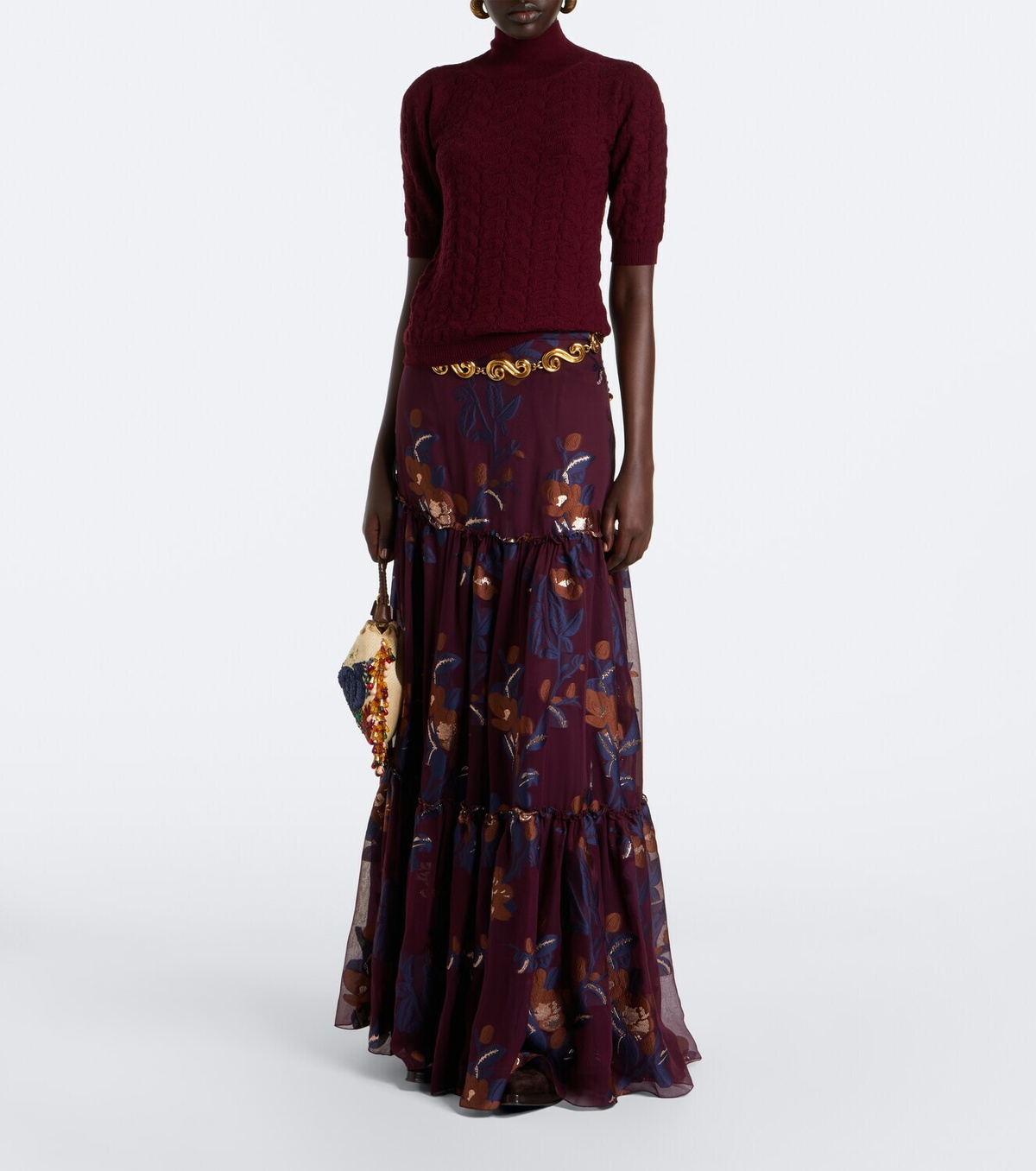 Etro Tiered silk-blend jacquard maxi skirt