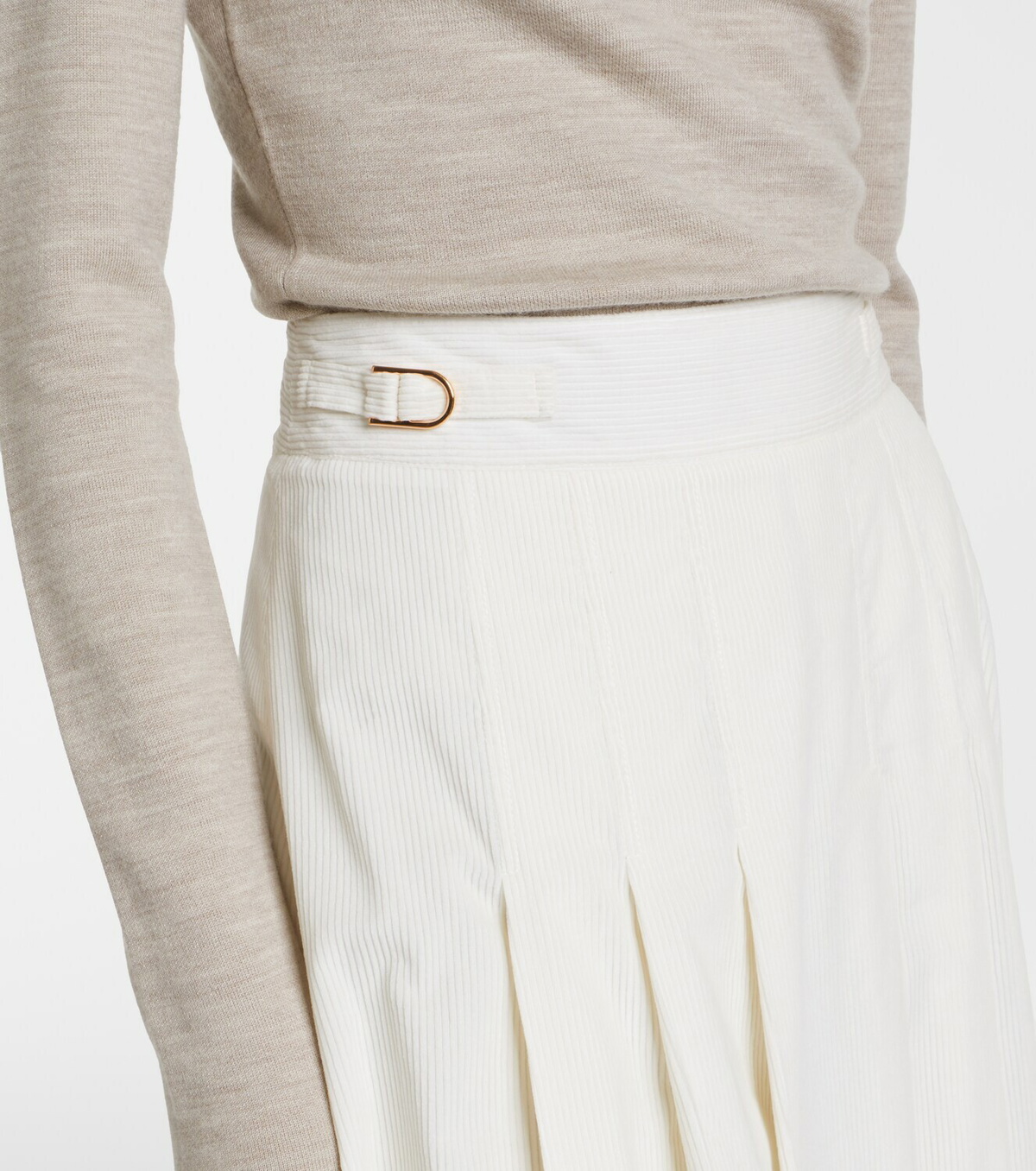 Gabriela Hearst Wesley pleated cotton corduroy midi skirt