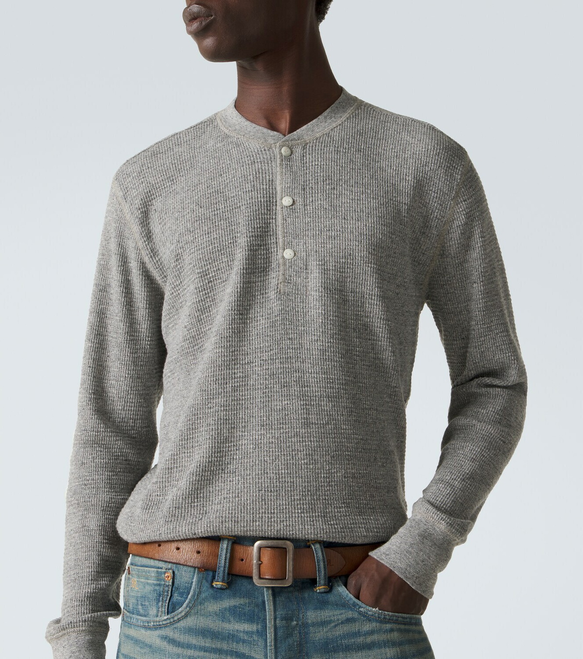 RRL Waffle-knit cotton Henley shirt