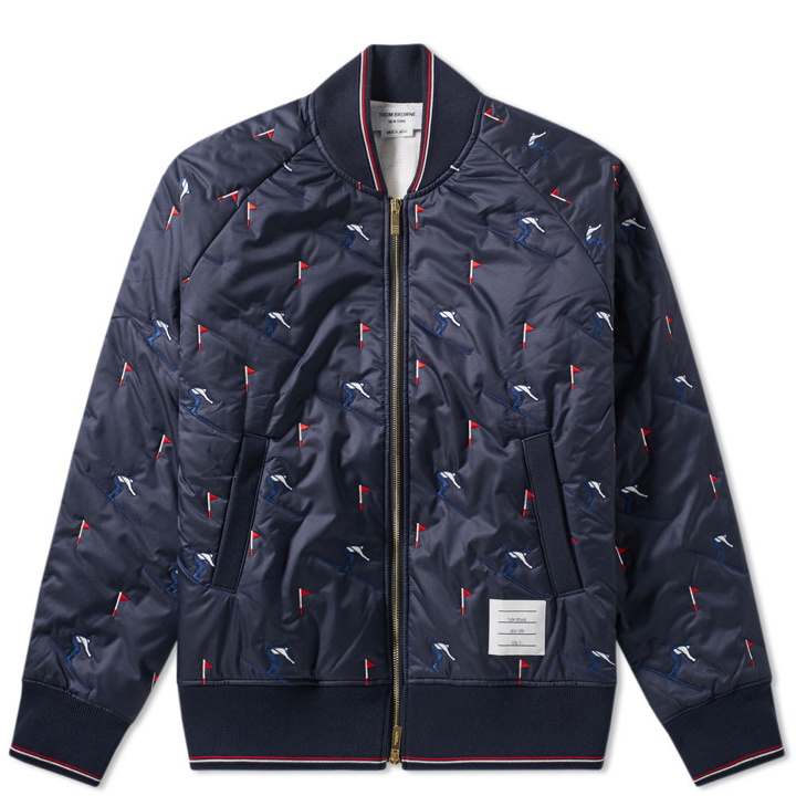 Photo: Thom Browne Skier Embroidery Quilted Bomber Jacket