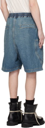 Rick Owens DRKSHDW Blue Temple Bauhaus Pods Denim Shorts
