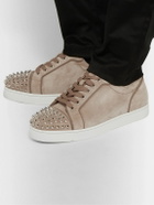Christian Louboutin - Louis Junior Spikes Cap-Toe Suede Sneakers - Neutrals