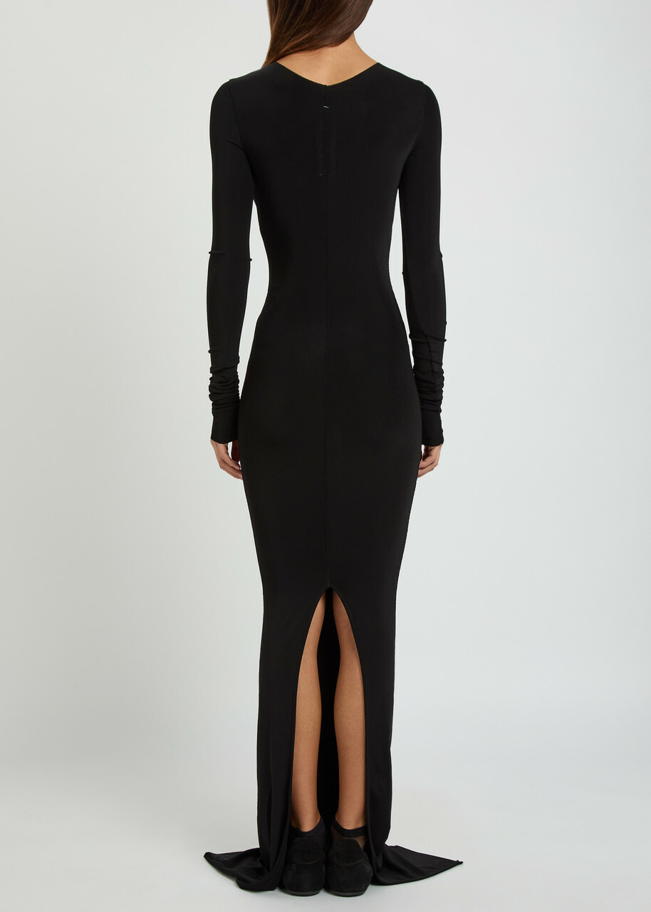 Rick Owens Temple Panelled Stretch-tulle Gown Black