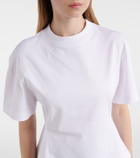 Alaïa Asymmetric cotton poplin peplum T-shirt