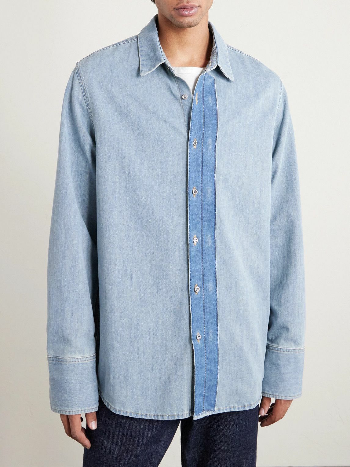 424 - HOORSENBUHS Two-Tone Denim Shirt - Blue