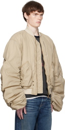 We11done Beige Washed Nylon Bomber Jacket
