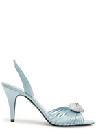 Valentino Garavani Coeur Royal 85 Embellished Satin Slingback Sandals Blue