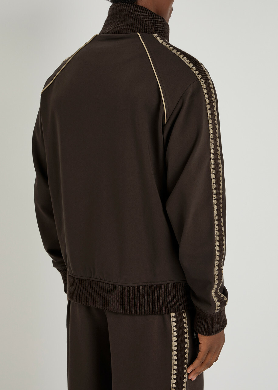 Axel Arigato Carter Knit-trimmed Ponte-jersey Track Jacket Dark Brown