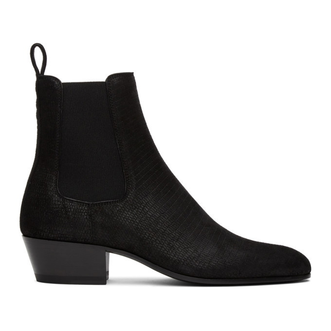 Photo: Saint Laurent Black Lizard Cole Chelsea Boots