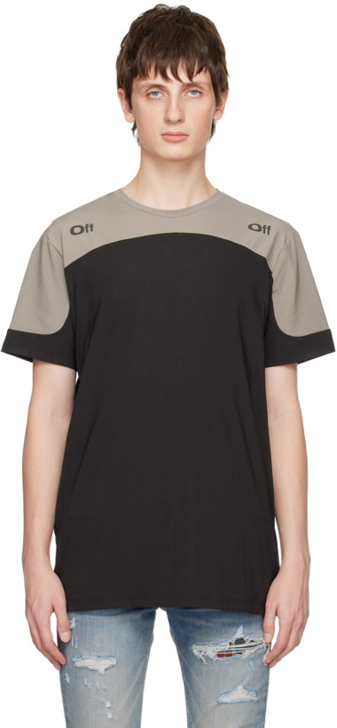 Photo: Off-White Black & Taupe Arrow Outl Block T-Shirt