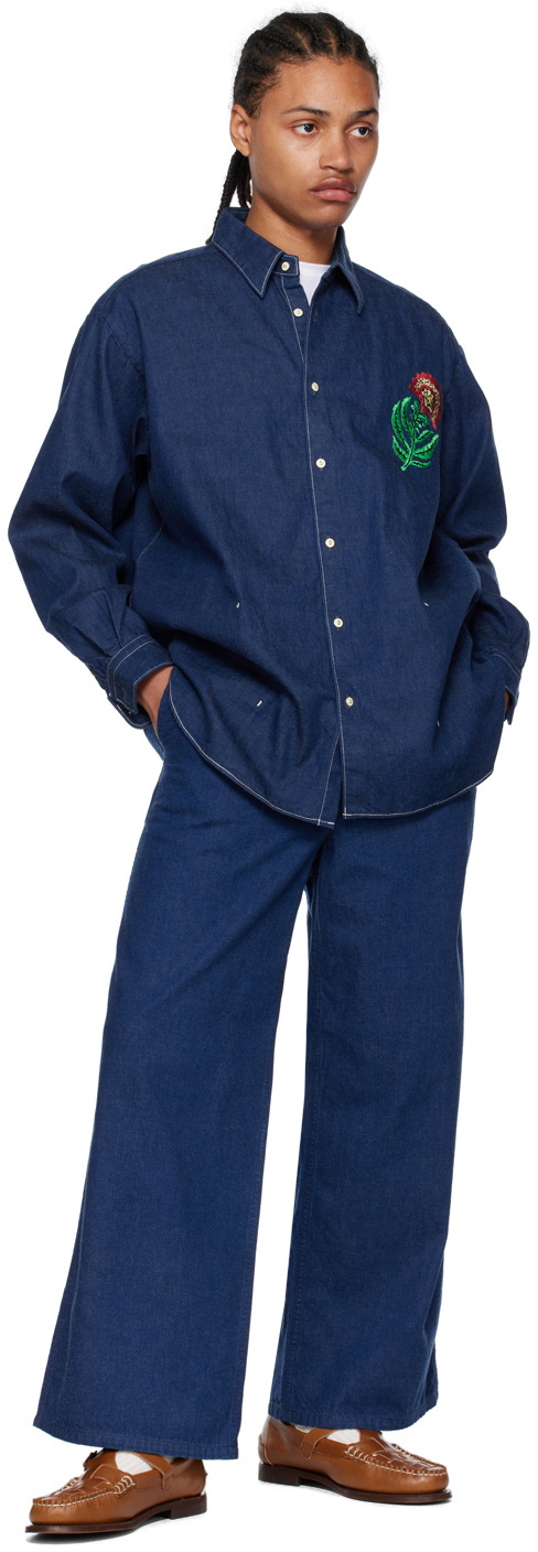 Kuro Indigo Military Denim Shirt