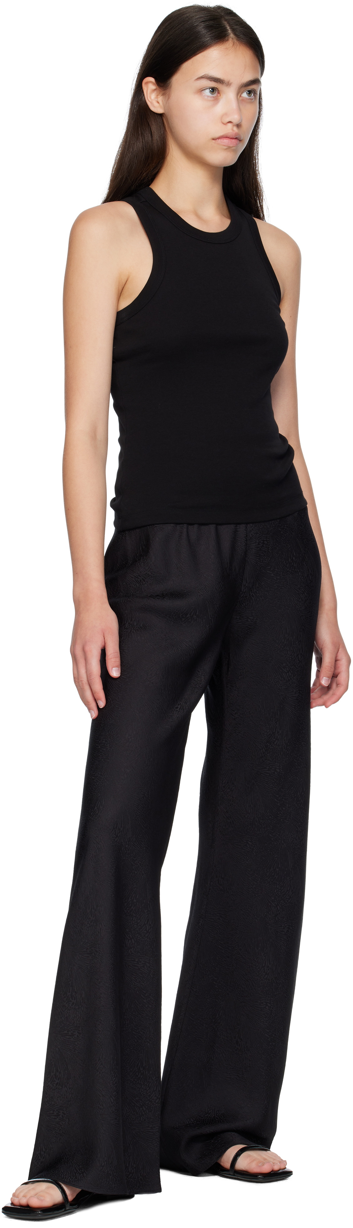 Silk Laundry Black Bias Cut Lounge Pants