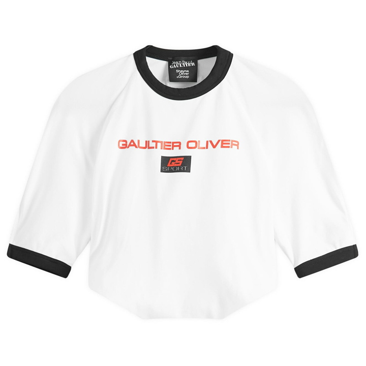 Photo: Jean Paul Gaultier Women's Jersey Twisted Ringer T-Shirt in White