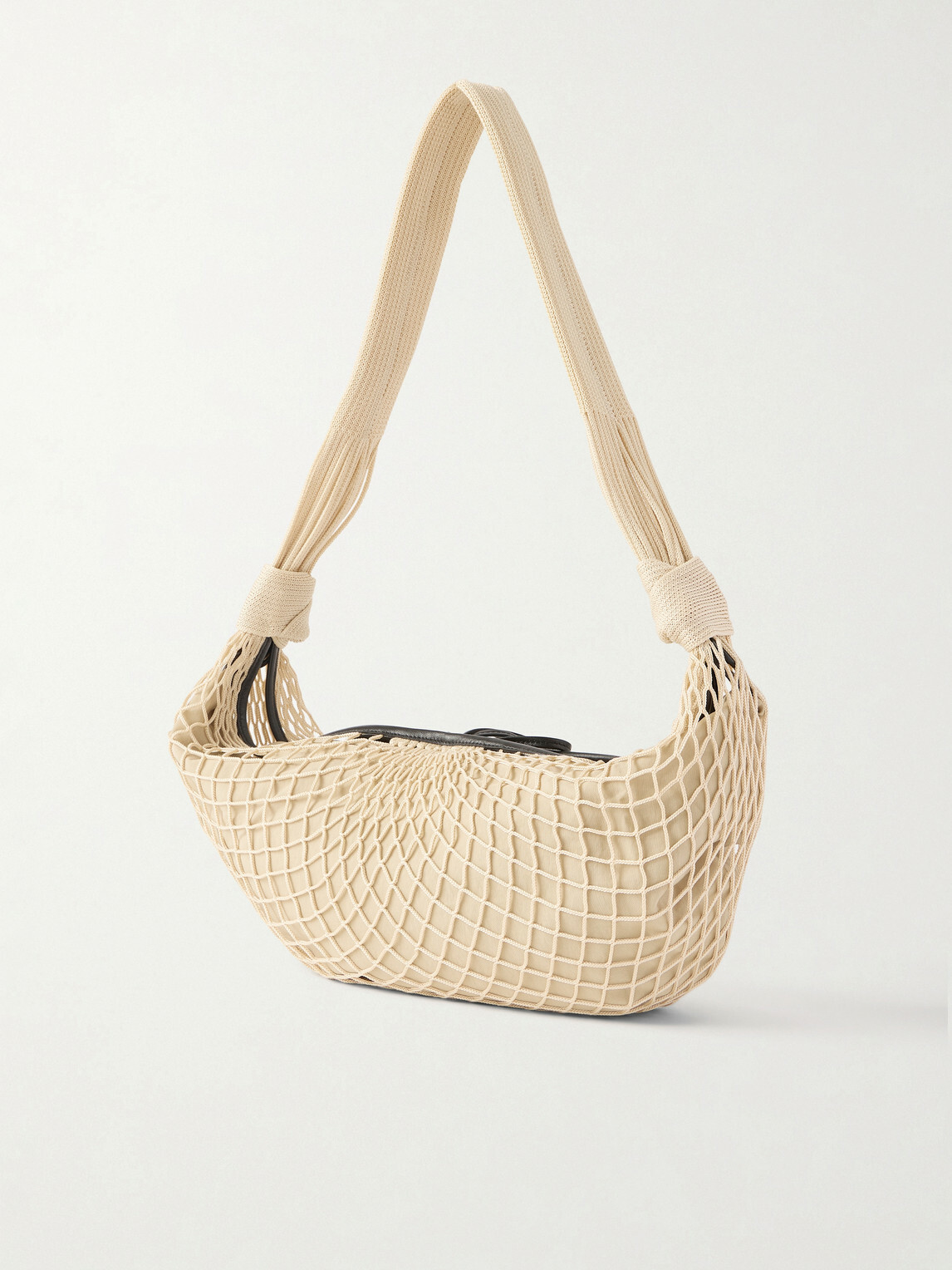 LEMAIRE - Filt Croissant Leather-Trimmed Fishnet Messenger Bag