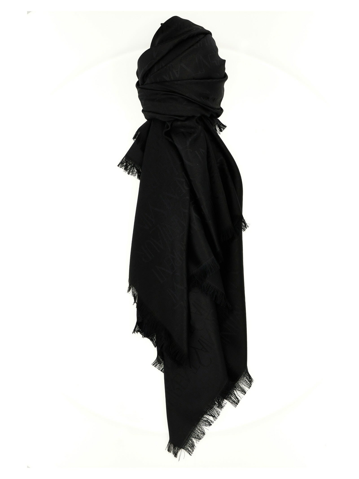【SAINT LAURENT】YSL Monogram Jacquard Scarf/全国送料込み Buy SAINT LAURENT Black Monogram Scarf in Wool Jacquard For