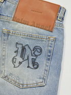 Palm Angels - Straight-Leg Logo-Embroidered Distressed Jeans - Blue