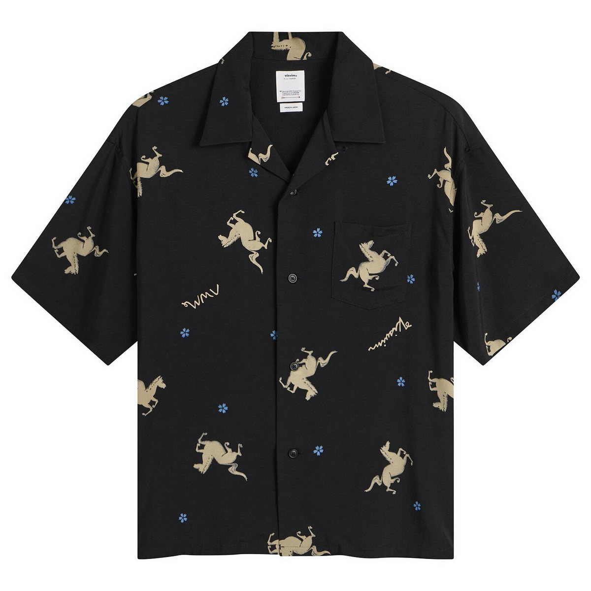 Visvim Men's Crosby Short Sleeve Shirt in Black Visvim