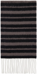 Marni Black & Gray Striped Alpaca Scarf