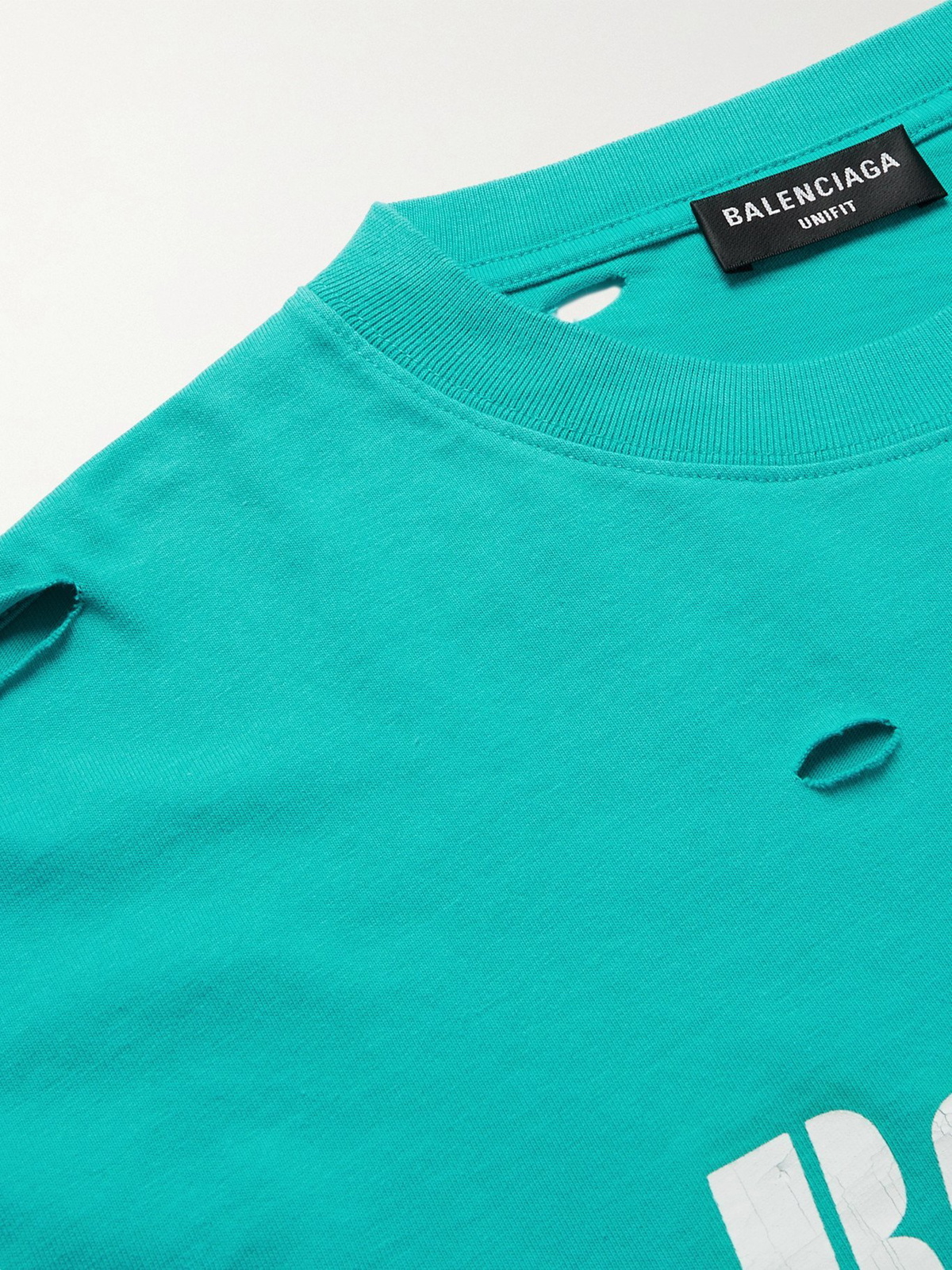 Balenciaga Distressed Logo Printed Oversized T-Shirt – Cettire
